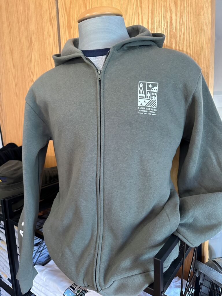 <p>Amherstburg branded zip hoodie in green</p>