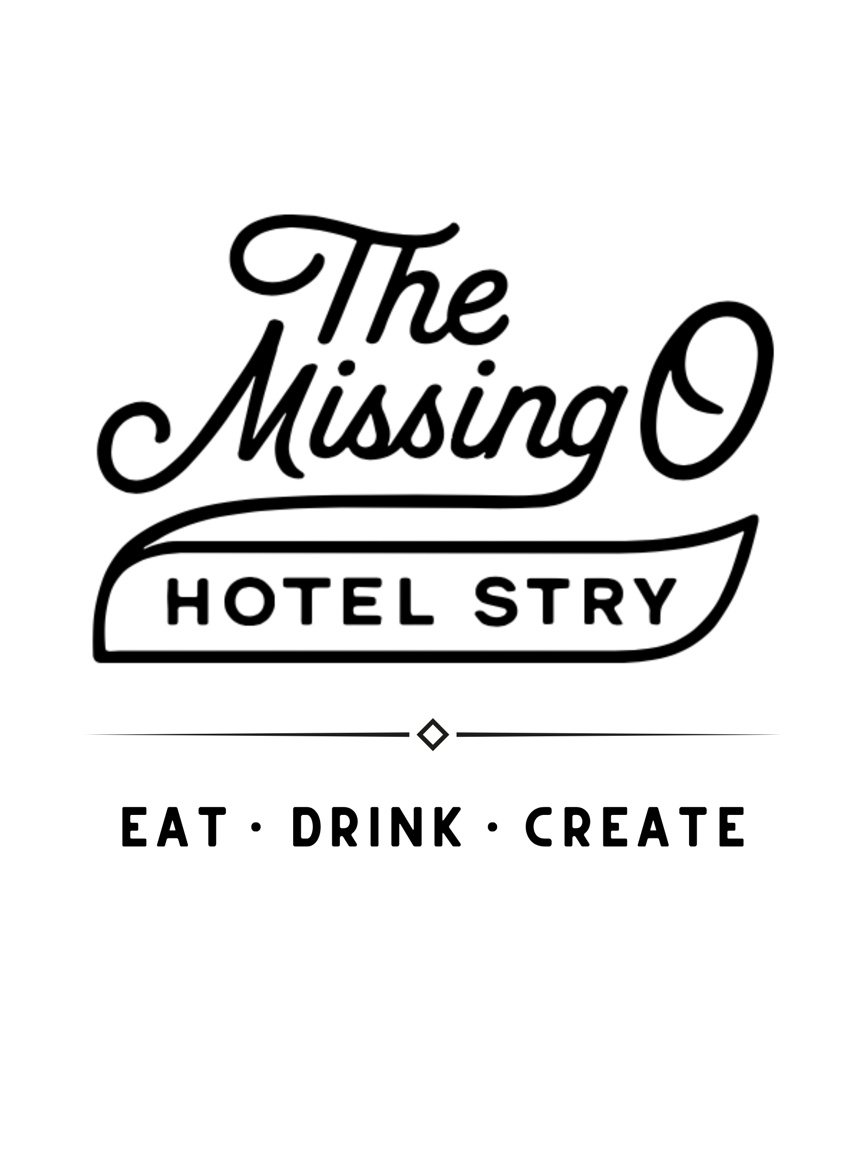 In cursive font, The Missing ) at Hotel Story