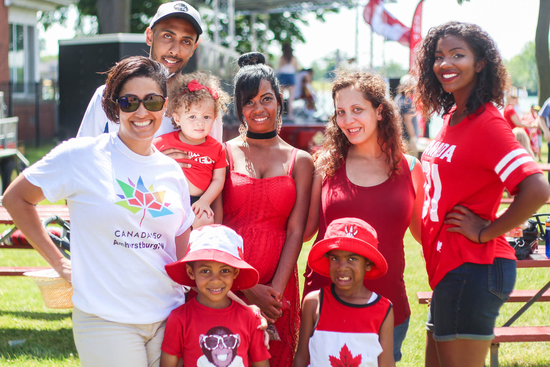 Friends and their children celebrating Canada Day.