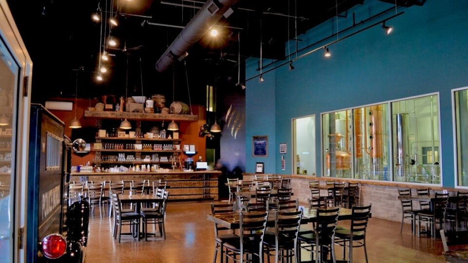 Inside wolfhead with tables and the bar