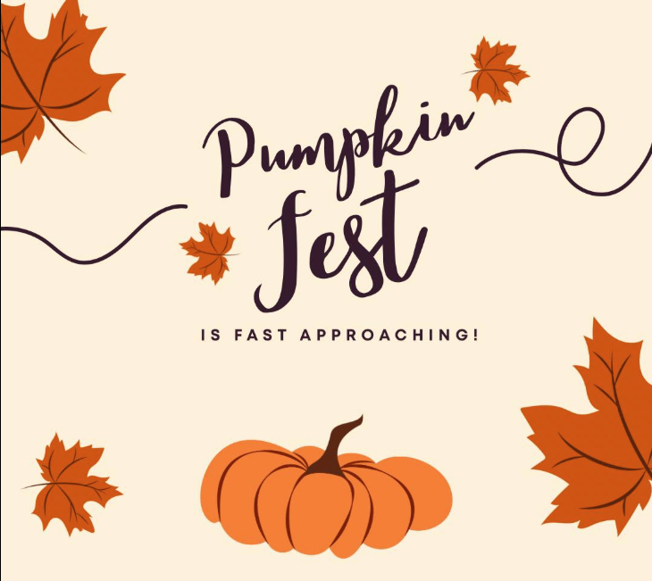 Pumpkinfest is fast approaching with images of leaves and a pumpkin