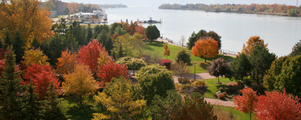 King's Navy Yard Park from above during autumn