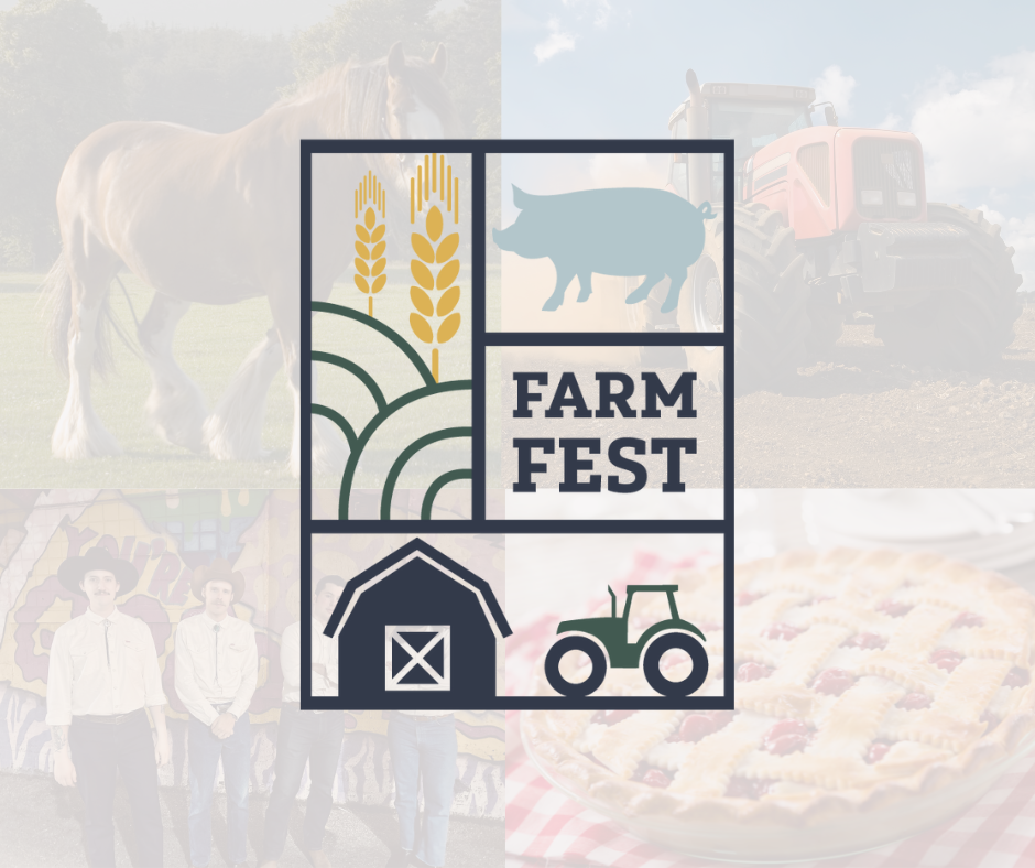 Farm Fest logo featuring animals, tractors and agriculture