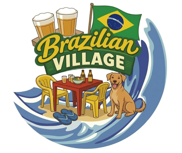 A taste of Brazil in Amherstburg, June 12, 13, and 14, 2026 with an image of the Brazilian flag and a yellow dog