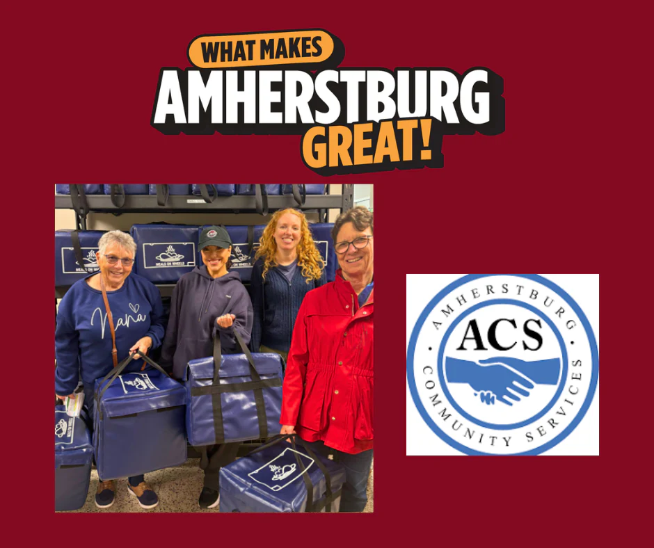 What Makes Amherstburg Great featuring four volunteers delivering meals