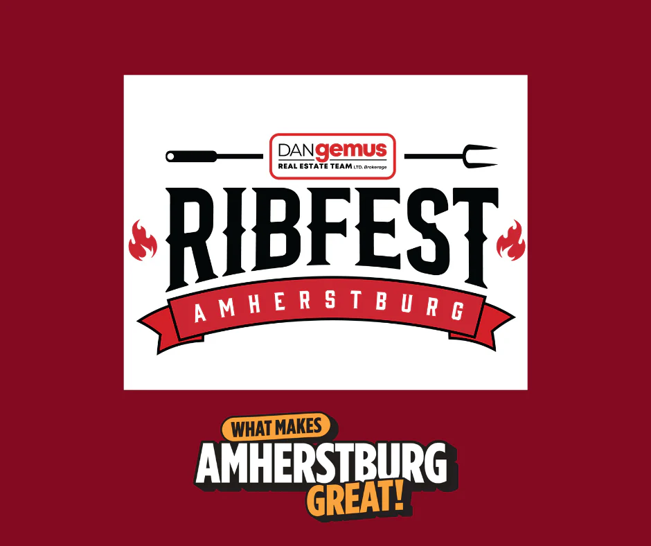What Makes Amherstburg Great featuring a logo with flames, a barbecue tong and the words Ribfest Amherstburg