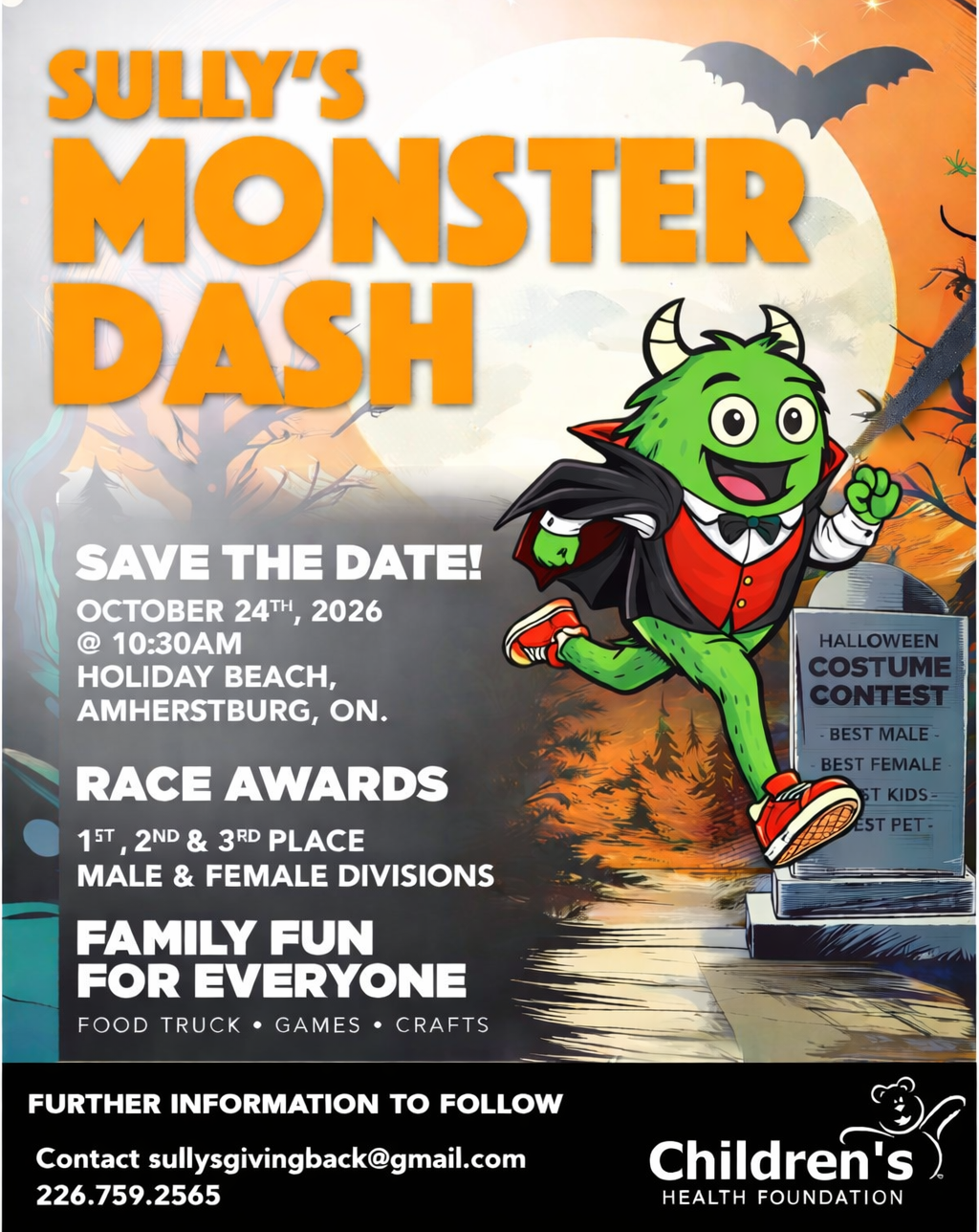 Poster for Sully's Monster Dash featuring event details.